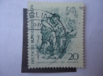 Stamps Germany -  Adolph Von Menzel (1815-1905) Pintor- Dibujo de la gente de Berlín (1833)