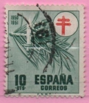 Stamps Spain -  Pro Tuberculosos ( Cruz d´Lorena en rojo)(Adorno Navideño)