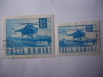 Stamps Romania -  Mil Mi-3 Helicopter - Serie: postal y transporte.