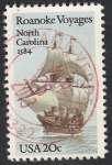 Stamps United States -  1540 - 400 Anivº del primer viaje por las islas Roanoke, velero Elizabeth