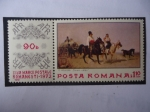 Stamps Romania -  Día del Sello - Oleo:Granjero a Caballo - Pintor: Emil Volkers.