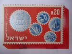 Stamps Israel -  20 Aniversario del llamamiento Judío Unificado - Ruedas Dentadas Simbólicas.