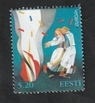 Stamps Estonia -  315 - Europa, Pareja bailando delante de una hoguera en la noche de San Juan