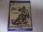 Stamps Czechoslovakia -  Motociclista - Deportes 1963.