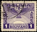 Stamps America - Bolivia -  Correo Aéreo, alegoría del vuelo.Revolución 20 de diciembre de 1943.
