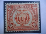 Stamps Ecuador -  MULTAS- Escudo - postage due.