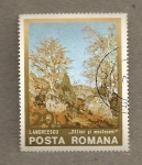 Stamps Romania -  Rocas y abedules por I. Andreescu