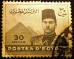 Stamps : Africa : Egypt :  Rey Farouk y Pirámide de Gizeh