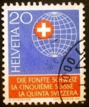 Stamps Switzerland -  Globe with Swiss cross