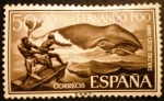 Stamps Spain -  Fernando Poo. Día del sello.Ballena Franca Austral