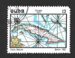 Stamps Cuba -  1852 - Mapa de Cuba