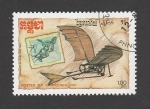 Stamps Cambodia -  Retrlspectiva de la aviacióm: Leonardo da Vinci