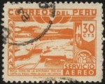 Stamps America - Peru -  Río ICA. Boca toma de la Achirana. Riego de 22000 hás.