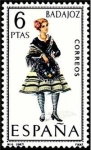 Stamps Spain -  ESPAÑA 1967 1772 Sello ** Trajes Tipicos Españoles Badajoz
