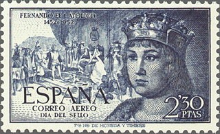 ESPAÑA 1952 1115 Sello Nuevo V Centenario Nacimiento Fernando el Católico. Correo Aereo