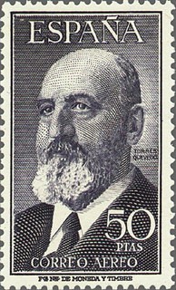 ESPAÑA 1955 1165 Sello Nuevo Leonardo Torres Quevedo (1852-1939) Correo Aereo 50p