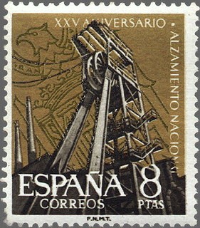 ESPAÑA 1961 1363 Sello Nuevo XXV Aniv. del Alzamiento Nacional Industria Minera