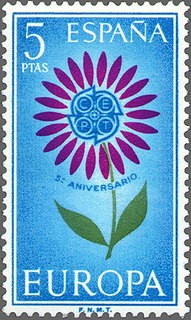 ESPAÑA 1964 1614 Sello Nuevo Europa-CEPT. V Aniversario de la CEPT
