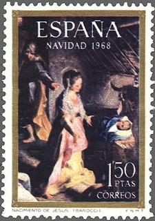 ESPAÑA 1968 1897 Sello **MNH Navidad. Nacimiento (Fiori da Urbino 