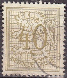 BELGICA 1951 Scott 413 Sello León Rampante y Numero 40c usado