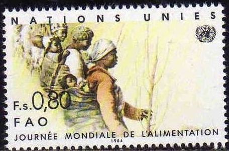 ONU GINEBRA 1984 123 Sello Nuevo ** FAO Jornada Mundial de la Alimentación Mujeres Agricultores 0,80