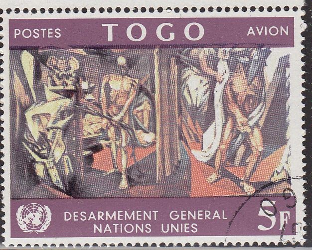 ONU TOGO 1967 C73 Sello Desarme Mural de José Vela Zanetti en la Oficina de New York 5F