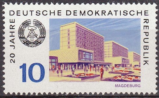 Alemania DDR 1969 Scott 1134 Sello ** Escudo de Armas y Vista de Magdeburg 10pf Allemagne Duitsland 