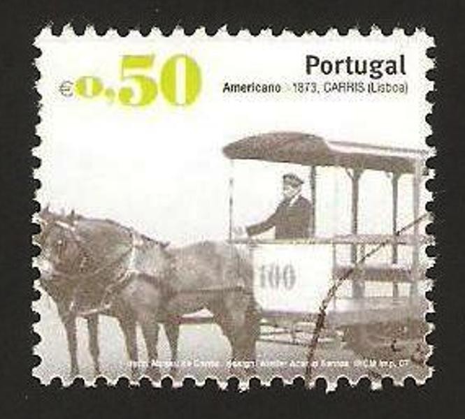 3128 - Transporte público, Americano, vehículo tirado por 2 caballos