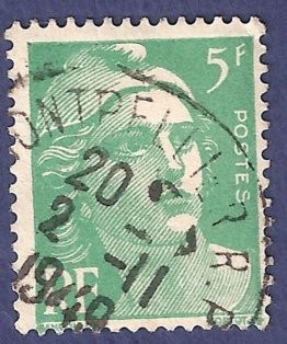 FRA Yvert 809 Marianne de Gandon 5 verde 1948