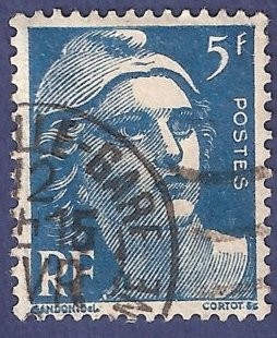 FRA Yvert 719B Marianne de Gandon 5 azul