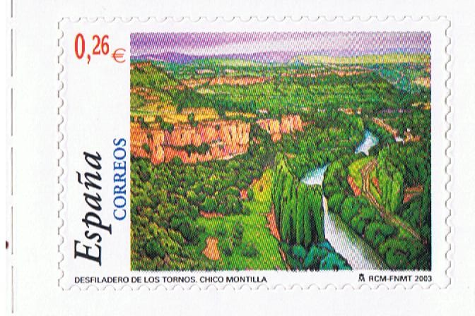 Edifil  3973  Paisajes  Obra del pintor Chico Montilla, perteneciente a la serie  