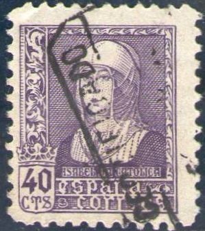 ESPAÑA 1938 858 Sello Isabel la Católica 40c Usado Espana Spain Espagne Spagna Spanje Spanien