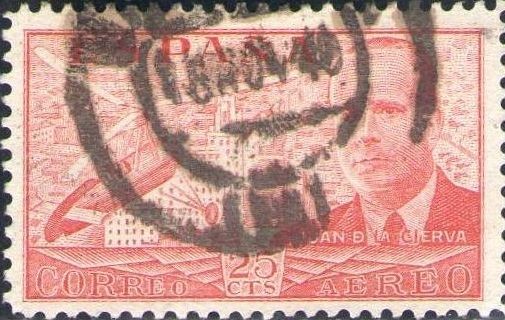 España 1941 941 Sello º Juan de la Cierva y Autogiro 25c