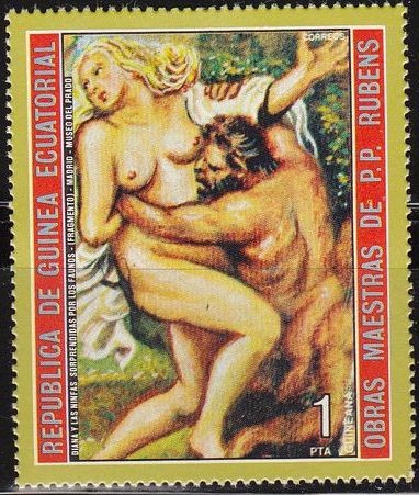 Guinea Ecuatorial 1973 Michel 285 Sello Pintura Pedro Pablo Rubens Diana y las Ninfas sorprendidas 