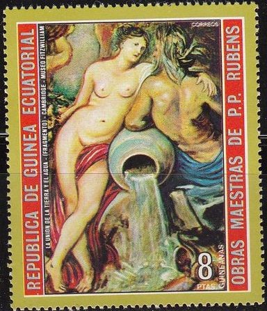Guinea Ecuatorial 1973 Michel 289 Sello Pintura Pedro Pablo Rubens La Union de la Tierra y el Agua