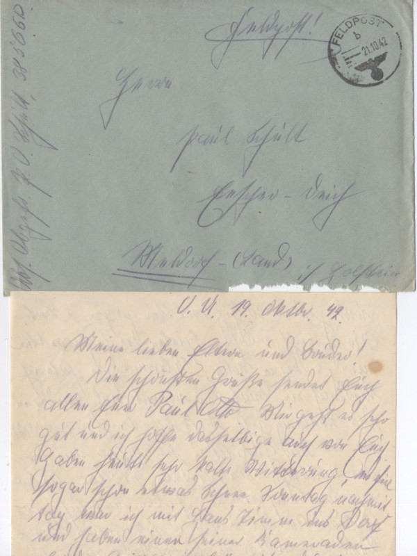 ALEMANIA III REICH HISTORIA POSTAL, SOBRE CON CARTA CIRCUALDO, 21 - 10 - 1942. FRANQUICIA FILATELICA