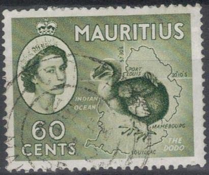 MAURICIO 1953 (S261) Coronacion - Mapa y Dodo 60c