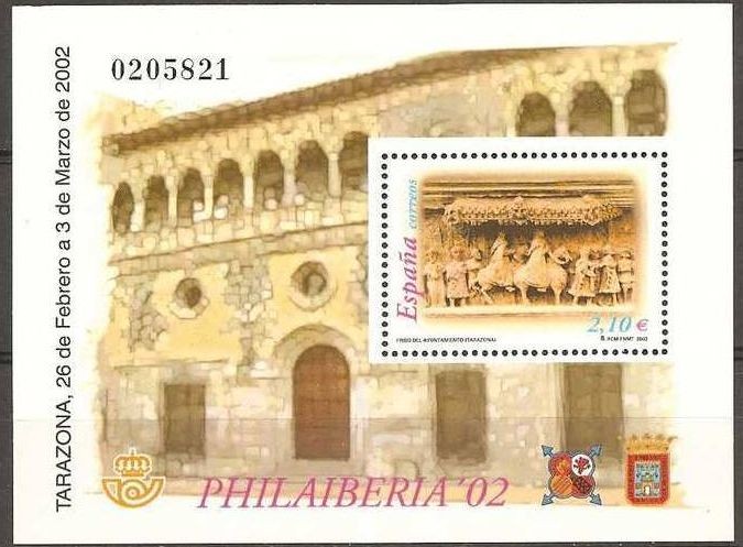 ESPAÑA 2002 3881 HB Sello ** Expo Filatelica España Portugal PHILAIBERIA Tarazona