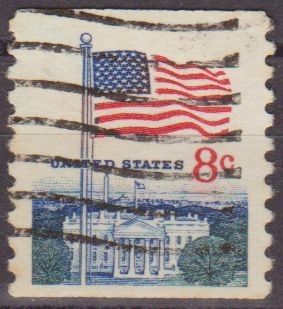 USA 1968 Scott 1338 Sello Bandera Casa Blanca Flag White House usado Estados Unidos Etats Unis 