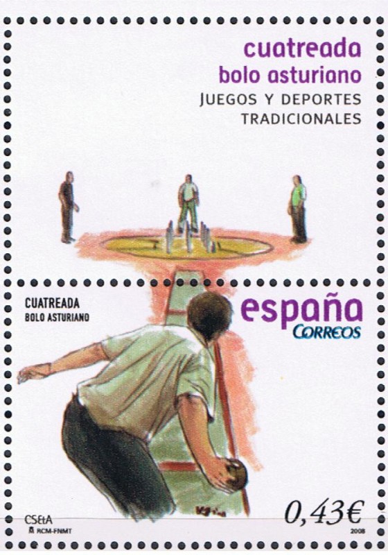Edifil  SH 4421C  Juegos y deportes tradicionales.  sello mas viñeta .  