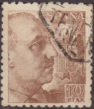 ESPAÑA 1940 935 Sello General Franco 10p Usado Espana Spain Espagne Spagna Spanje Spanien 
