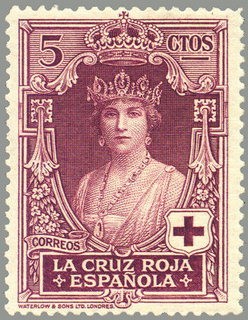 ESPAÑA 1926 327 Sello Nuevo Pro Cruz Roja Española 5c Castaño Violaceo Reina Victoria Eugenia 