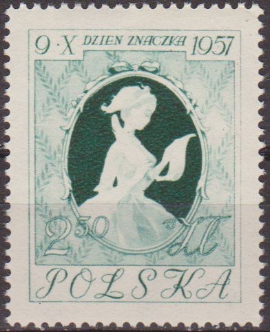 Polonia 1957 Scott 790 Sello Nuevo Dia del Sello Chica Escribiendo una Carta de Fragona Rd