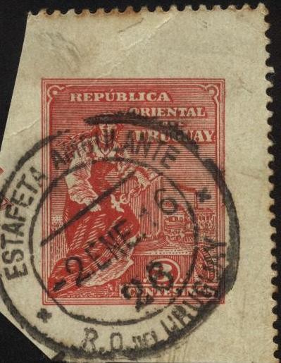 Alegoría Republicana. Mata sello estafeta ambulante.