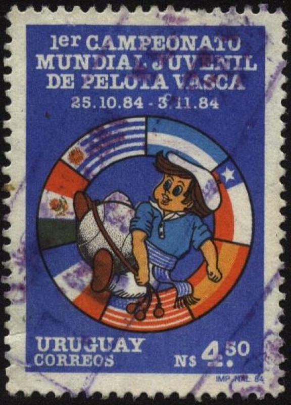 Mascota del torneo y bandera de los países participantes del 1er. campeonato mundial juvenil de pelo