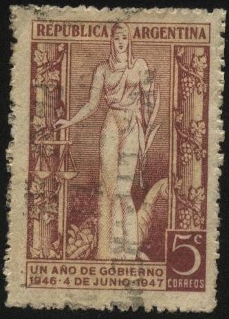 Conmemorativo del primer año de gobierno de la primer presidencia del General Perón en Argentina.