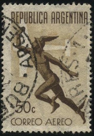 Mercurio. Heraldo y mensajero. Correo aéreo de Argentina. 