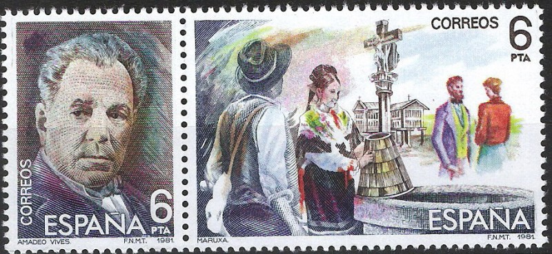 2653 y 2654 Maestros de la Zarzuela. Amadeo Vives, Maruxa.