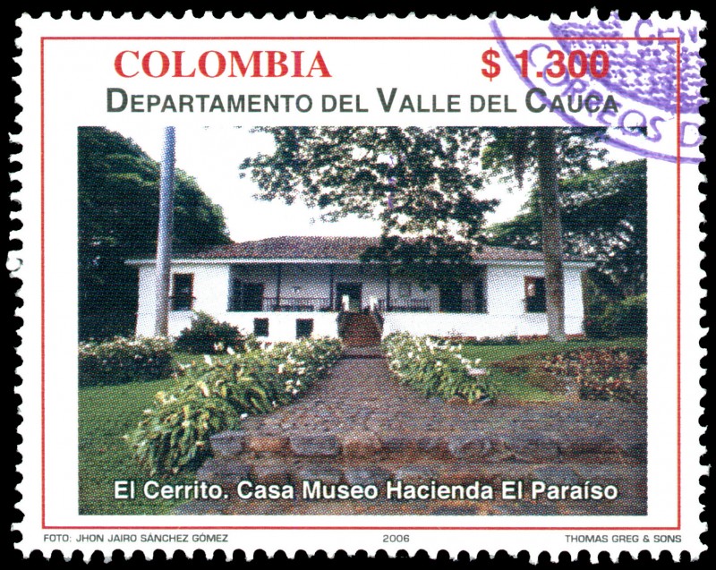 EMISIÓN POSTAL DEPARTAMENTOS DE COLOMBIA - VALLE DEL CAUCA - HACIENDA EL PARAÍSO -