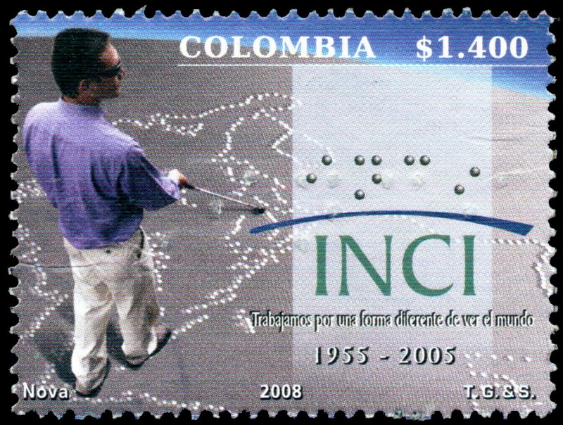 PRIMER SELLO EN BRAILE EN LA HISTORIA FILATÉLICA COLOMBIANA. 